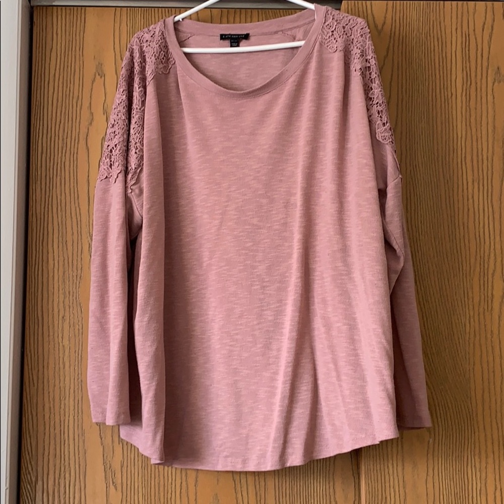 Lane Bryant long sleeve top with lace shoulders